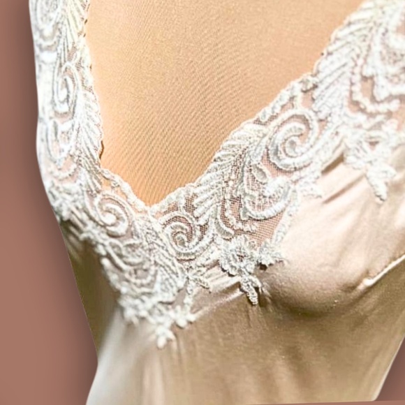 Rare Silk Slip Dress Pink Lace Maxi Vintage Bias Cut UK Made Designer Medium - Picture 1 of 11